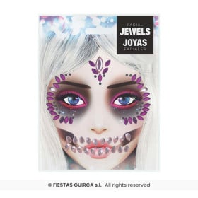 Joyas Faciales Adhesivas Calavera Lila