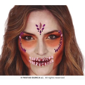 Joyas Faciales Adhesivas Calavera Lila 2