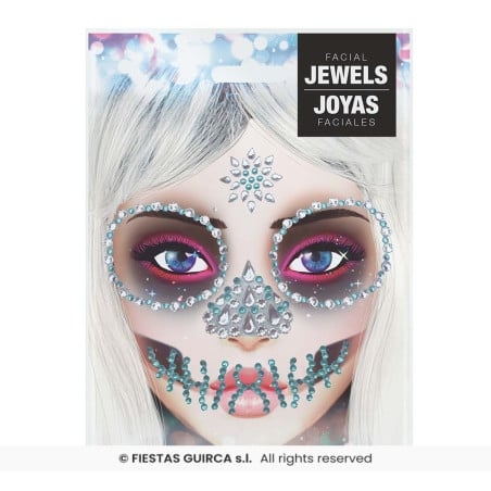Joyas Faciales Adhesivas Calavera Verde