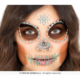 Joyas Faciales Adhesivas Calavera Verde 2