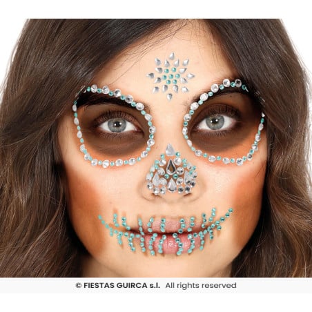 Joyas Faciales Adhesivas Calavera Verde