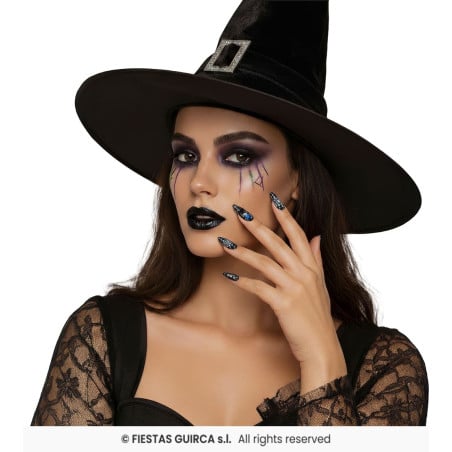 Uñas Postizas Halloween Arañas y Telarañas – 12 Unidades