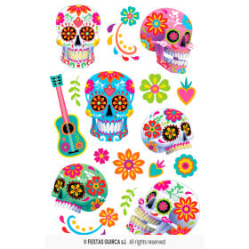 Tatuajes Temporales Catrinas Mexicanas y Calaveras de Colores 2