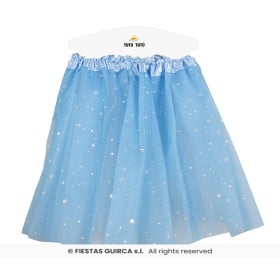 Tutú Infantil Azul Cielo con Estrellas para Disfraz