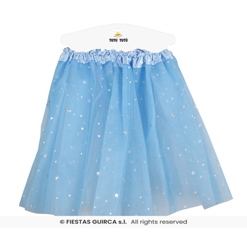 Tutú Infantil Azul Cielo con Estrellas para Disfraz