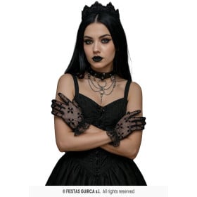 Guantes Calados Negros con Cruces 22 cm 2