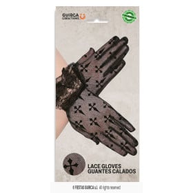 Guantes Calados Negros con Cruces 22 cm