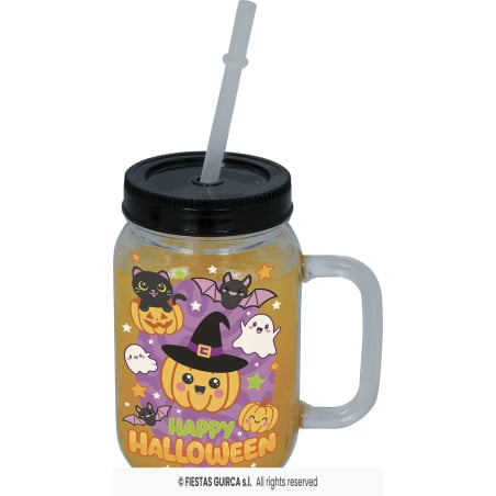 Jarra Happy Halloween con Pajita 14 cm