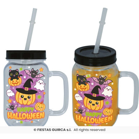 Jarra Happy Halloween con Pajita 14 cm