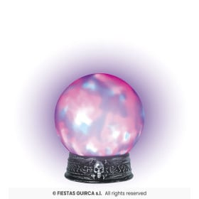 Bola de Cristal con Luz Multicolor y Base de Calavera 20 cm 2