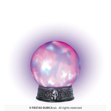 Bola de Cristal con Luz Multicolor y Base de Calavera 20 cm