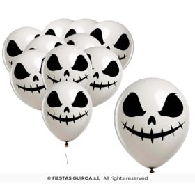 Pack 10 Globos Calavera Blancos 30 cm