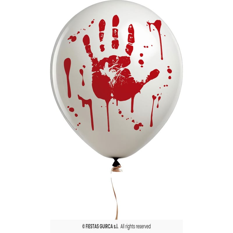 Pack 10 Globos Blancos Mano Sangrienta 30 cm