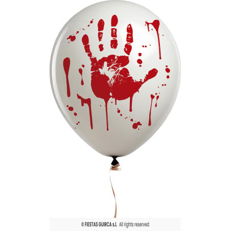 Pack 10 Globos Blancos Mano Sangrienta 30 cm