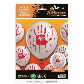 Pack 10 Globos Blancos Mano Sangrienta 30 cm 2