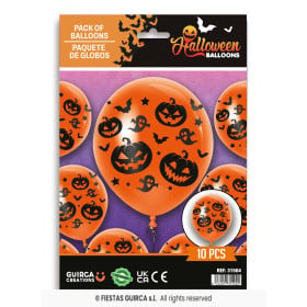 Pack 10 Globos Naranjas Fantasmas y Calabazas 30 cm 2