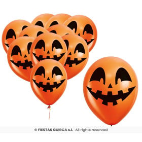 Pack 10 Globos Naranjas de Calabaza 30 cm