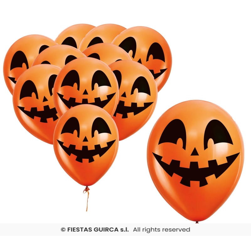 Pack 10 Globos Naranjas de Calabaza 30 cm
