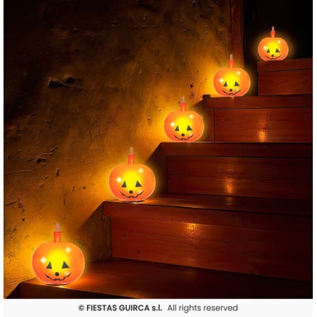 Pack 10 Globos Naranjas Calabaza con Luz 30 cm