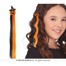 Mechón Infantil Calabaza Naranja y Negro 40 cm
