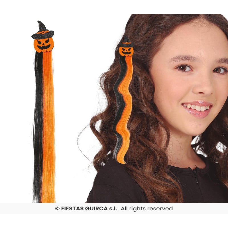 Mechón Infantil Calabaza Naranja y Negro 40 cm
