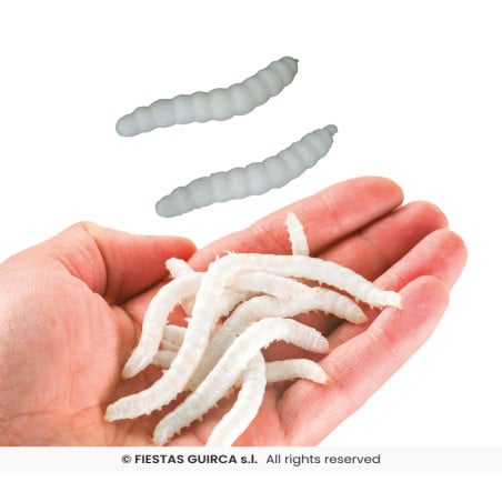 Pack de 20 Gusanos Blancos Decorativos de 4 cm
