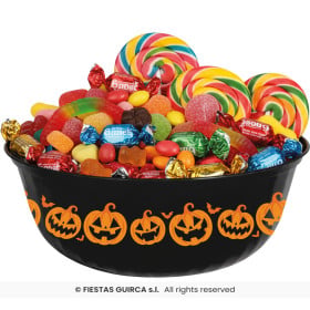 Bol de Halloween Negro con Calabazas 27 cm