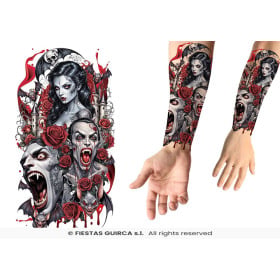 Tatuaje Temporal Manga Vampiros y Rosas