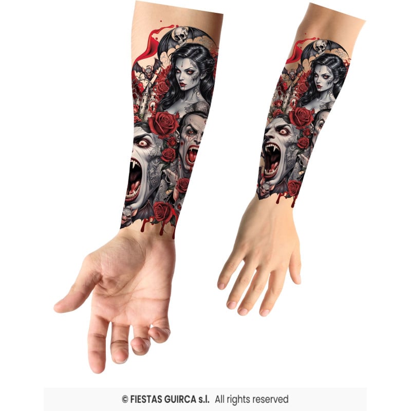 Tatuaje Temporal Manga Vampiros y Rosas