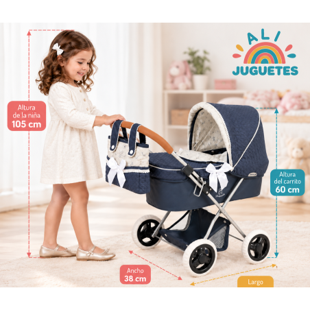 Coche Muñecas Vintage Plegable con Sombrilla