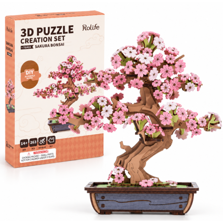 Rolife Puzzle 3D Sakura Bonsai 263 Piezas De Rolife