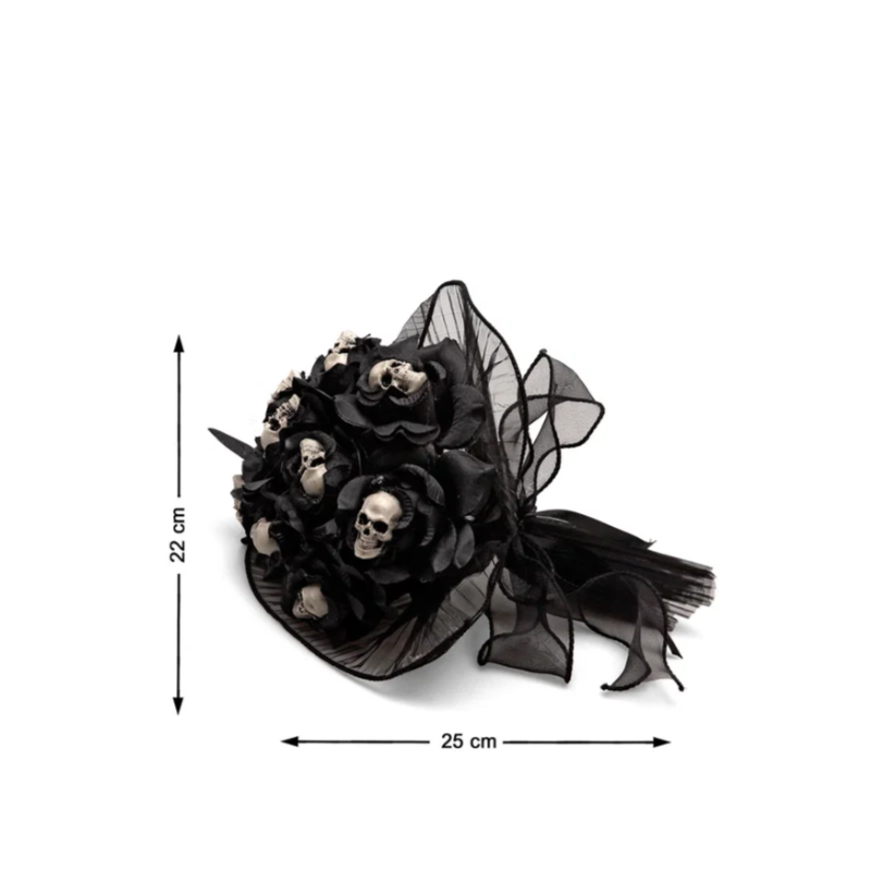 Ramo de Rosas Negras con Calaveras 25 x 22 cm
