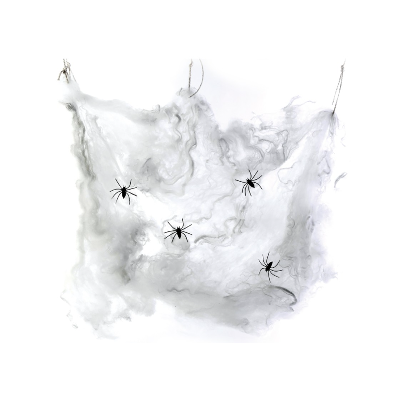 Telaraña Blanca con Arañas Halloween