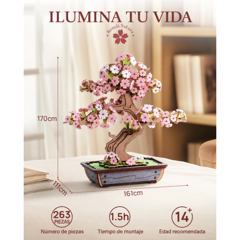 Rolife Puzzle 3D Sakura Bonsai 263 Piezas