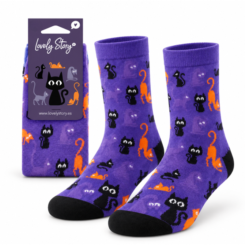 Calcetines Halloween Gatos Negros Talla 24-29 De Creative Story