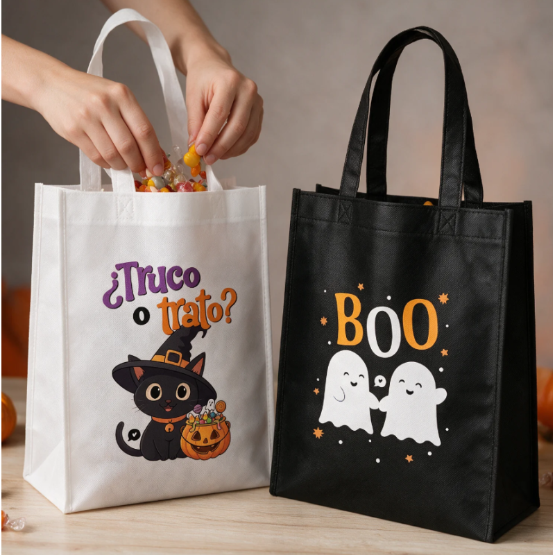 Bolsa De Tela Halloween Gatito Truco O Trato