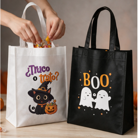 Bolsa De Tela Halloween Gatito Truco O Trato