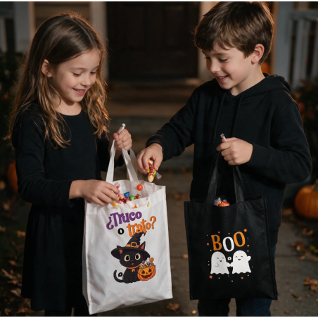 Bolsa De Tela Halloween Gatito Truco O Trato