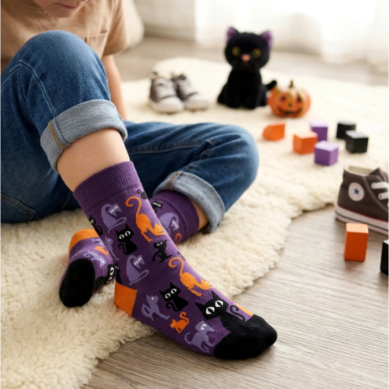 Calcetines Halloween Gatos Negros Talla 24-29