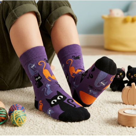 Calcetines Halloween Gatos Negros Talla 30-35