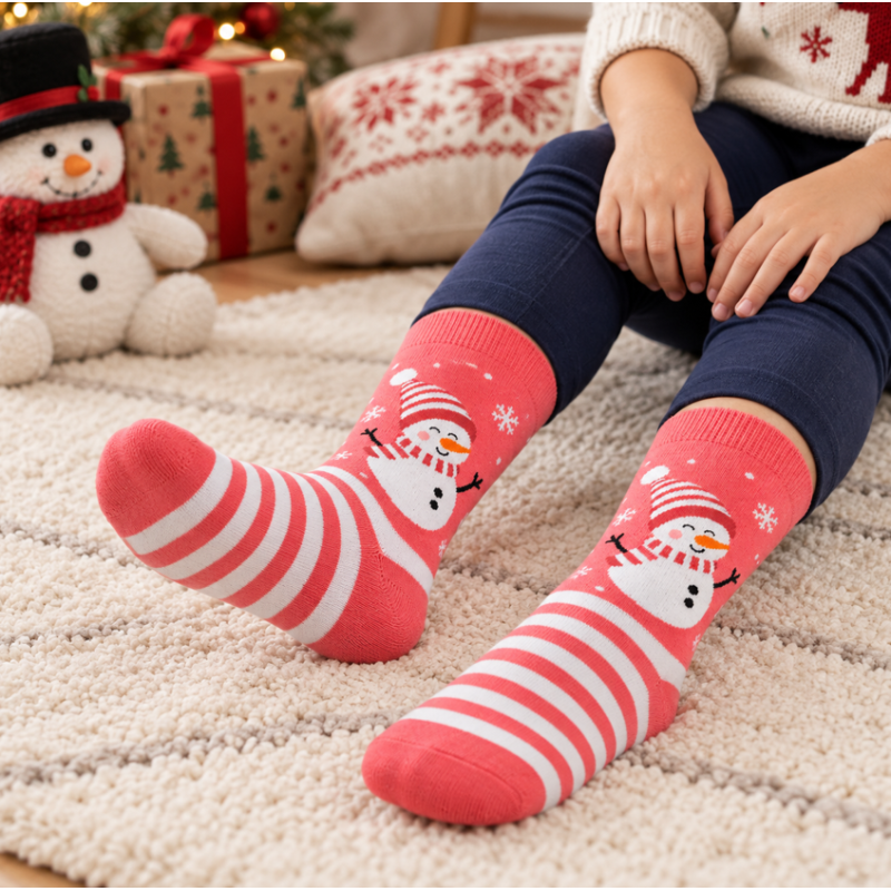 Calcetines Navidad Muñeco De Nieve Talla 24-29