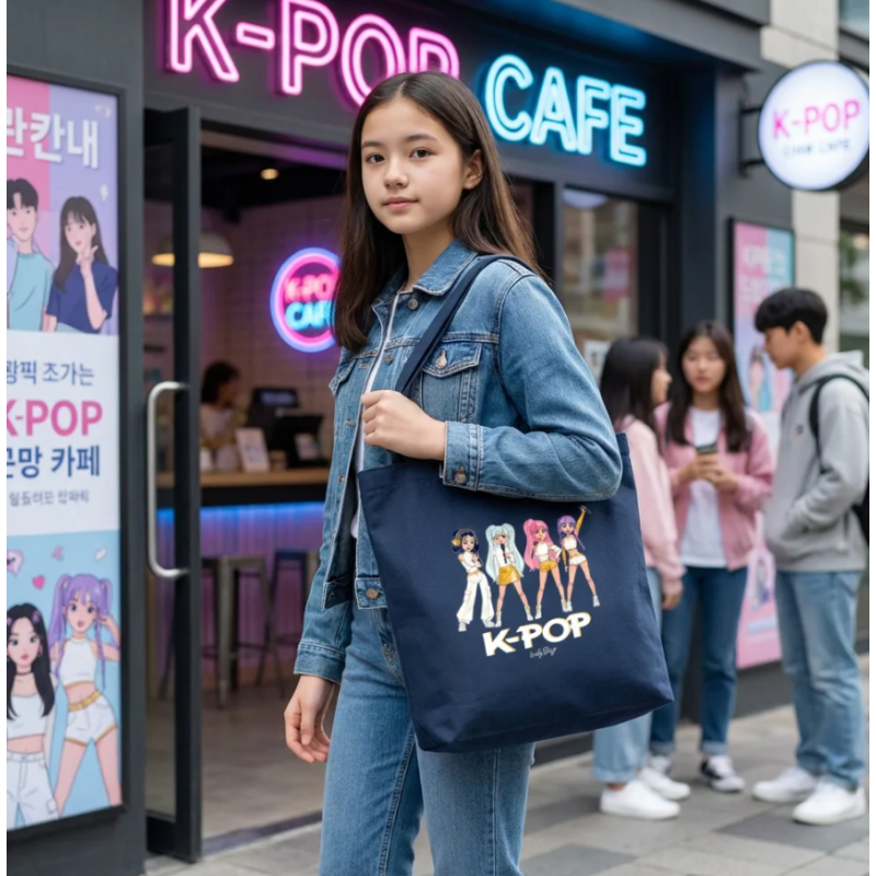 K-POP Bolsa De Tela Azul