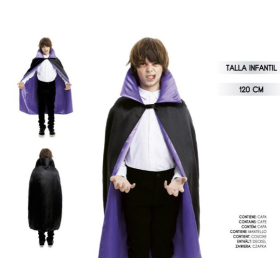 Capa Infantil de Vampiro Negra y Morada 120 cm