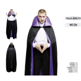 Capa Adulto de Vampiro Negra y Morada 180 cm
