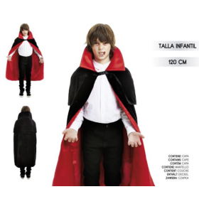Capa Infantil de Vampiro Negra y Roja 120 cm