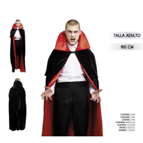 Capa Adulto de Vampiro Negra y Roja 180 cm