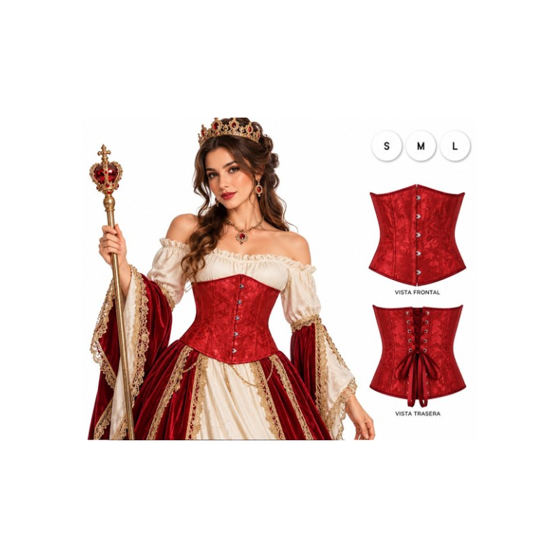 Corsé Rojo de Reina Medieval Talla S