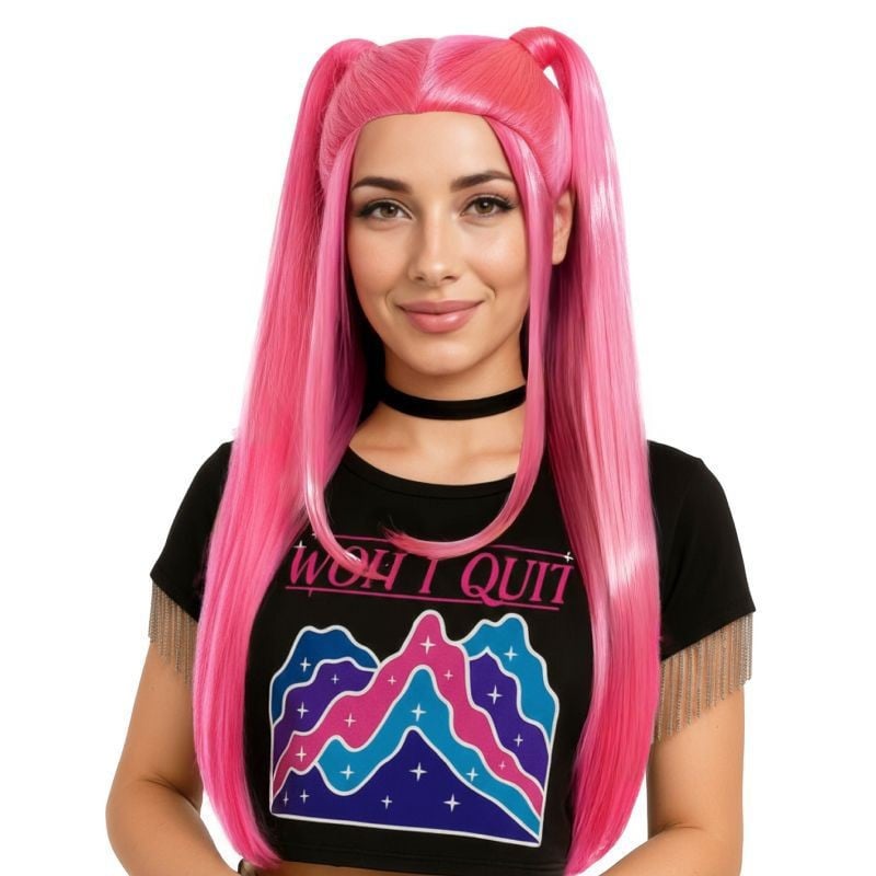 Peluca K-Pop Coletas Rosas