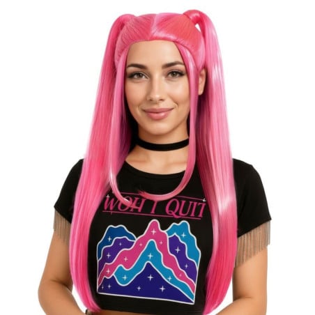 Peluca K-Pop Coletas Rosas