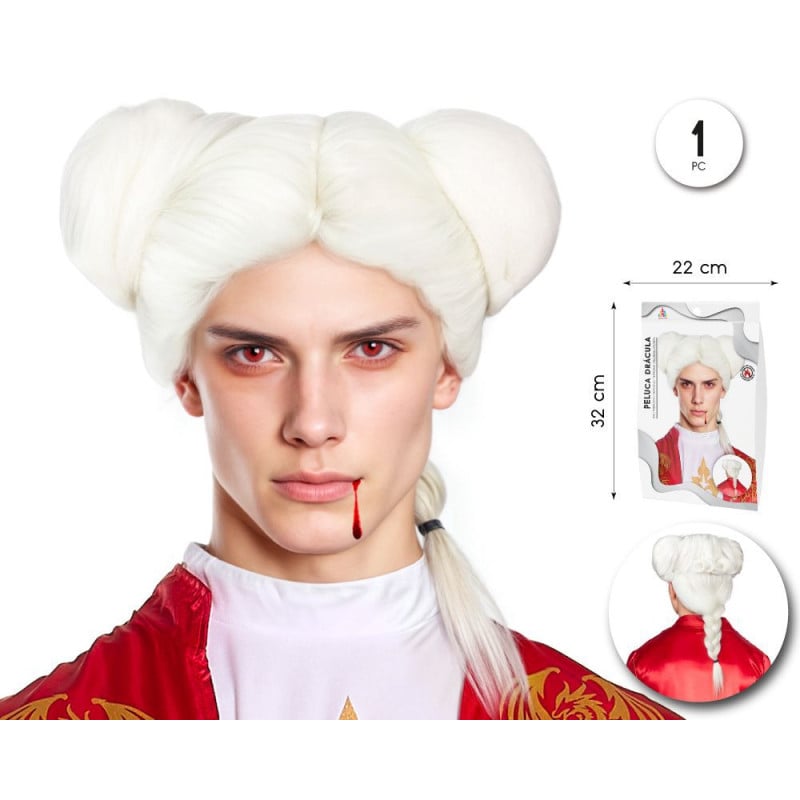 Peluca Blanca Drácula Con Moños